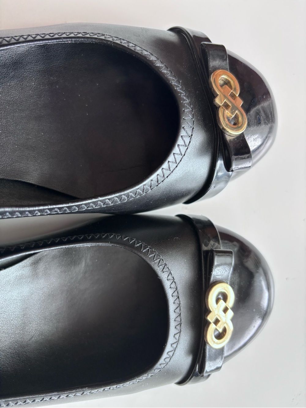 Cole Haan Black Patent Leather Ballet Flats with Gold Hardware - Picture 5 of 7